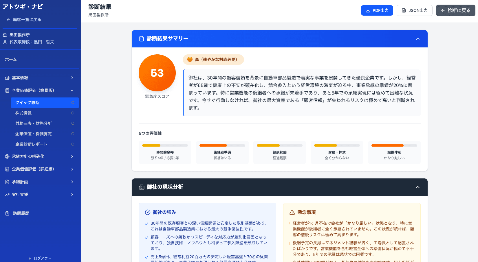 クイック診断画面